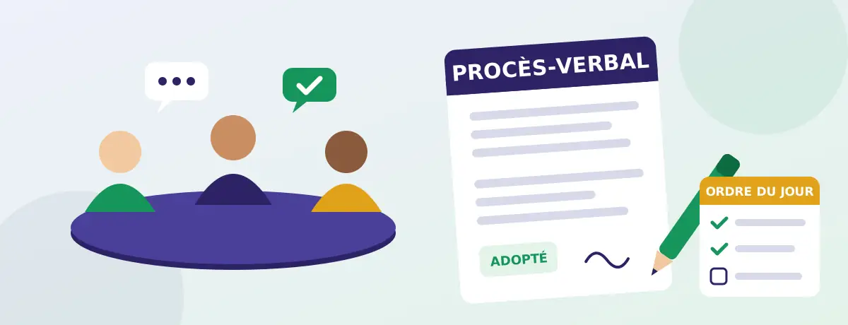 Illustration formation secrétaire du CSE : réunion du comité, procès-verbal adopté et ordre du jour